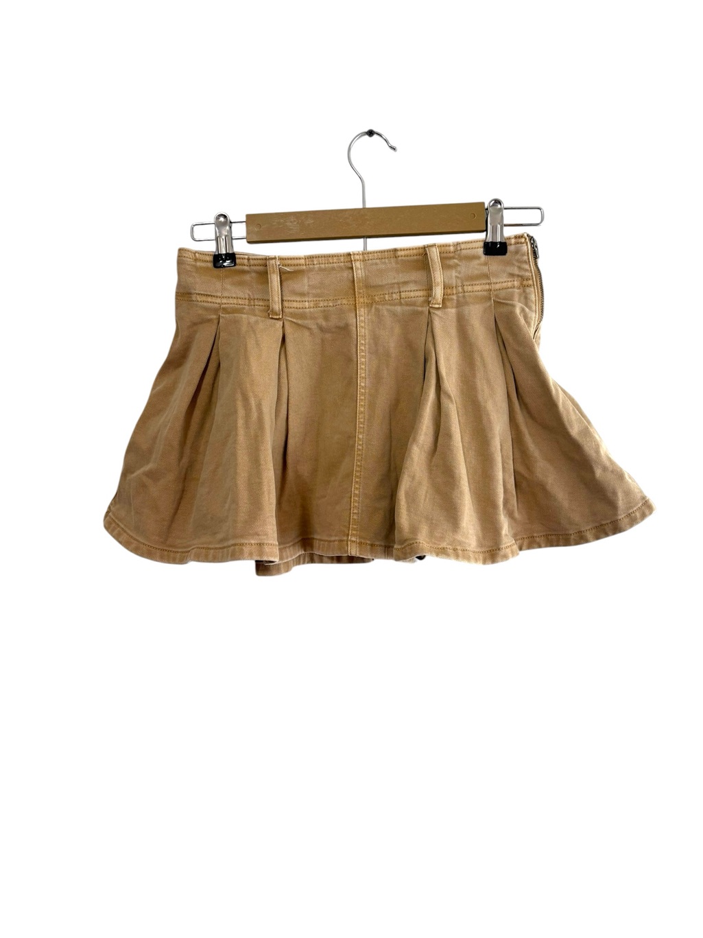 American Eagle Size 00 Tan Pleated Denim Mini Skort Y2k Preppy Retro Academia